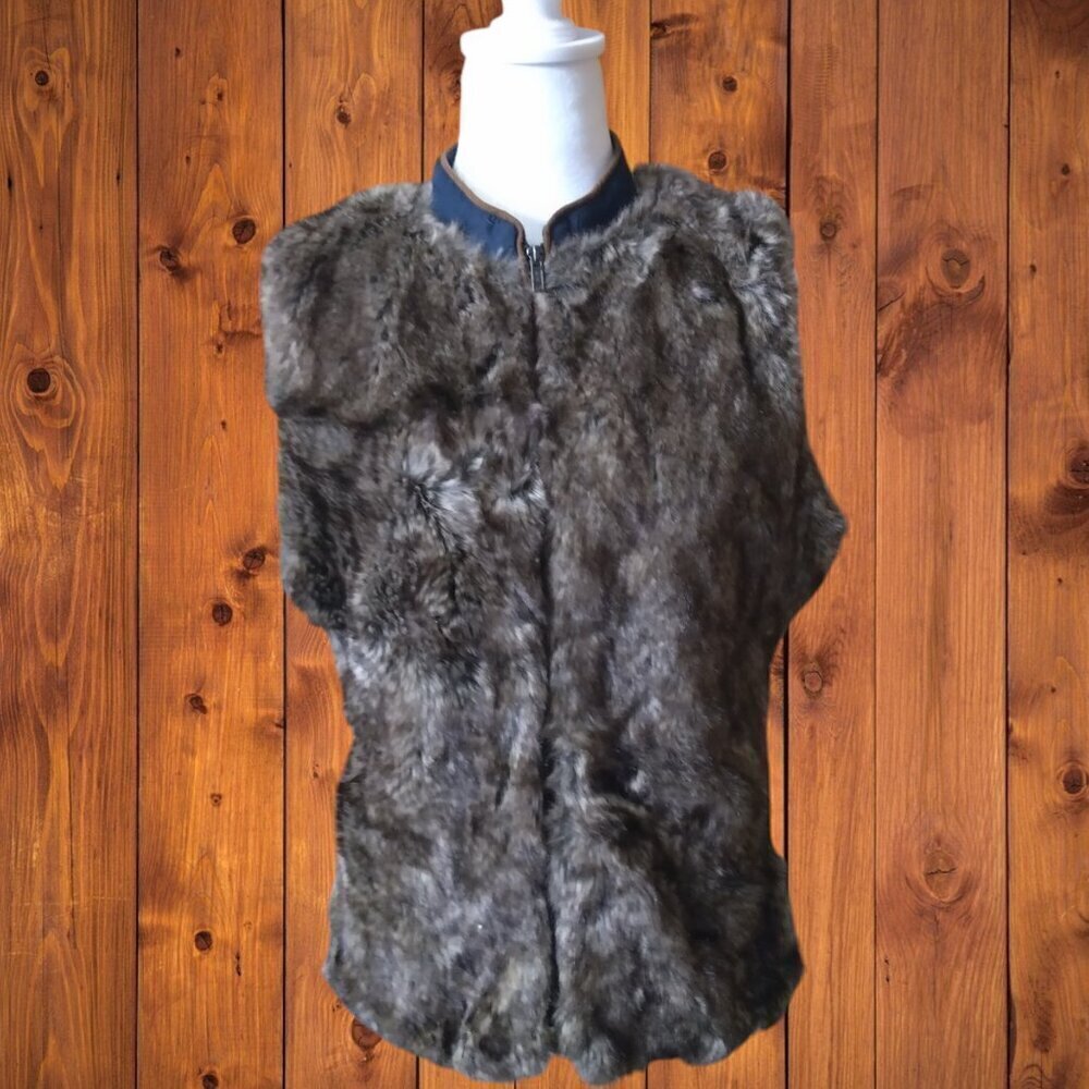Vintage America Blues Women’s Medium Soft Faux Fur Zip Front Side Panel Vest